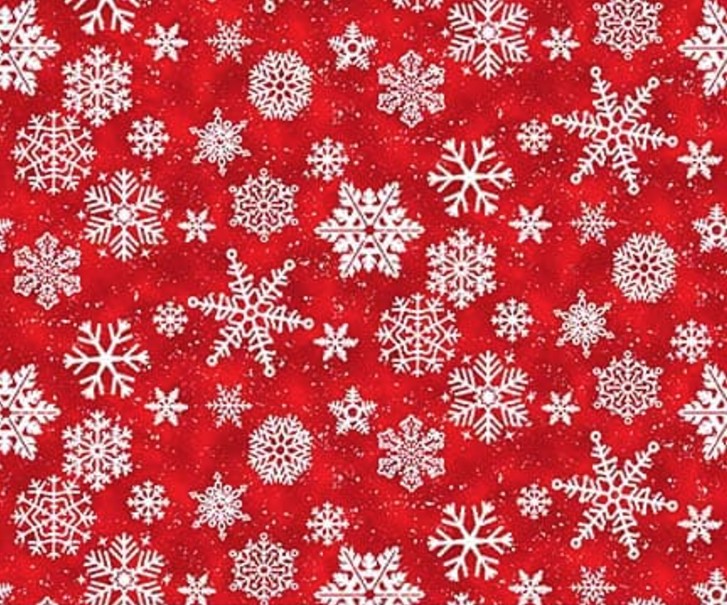 Snow Crew Minky Snowflakes Red by Barb Tourtillotte for Henry Glass Fabrics