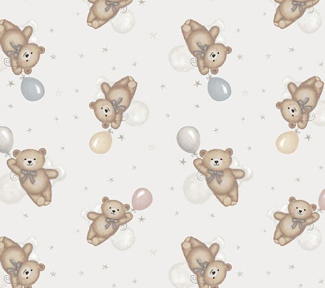 Sleepy Teddy Flying Teddy Bears Gray by Sharla Fults for Studio E Fabrics