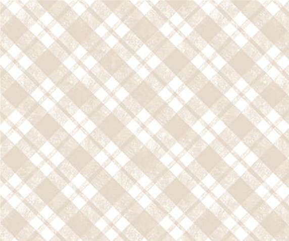 Sleepy Teddy Diagonal Plaid Oatmeal/White by Sharla Fults for Studio E Fabrics