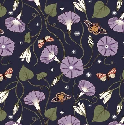 Nocturnal Garden Mystic Moonflower Midnite from Michael Miller Fabrics