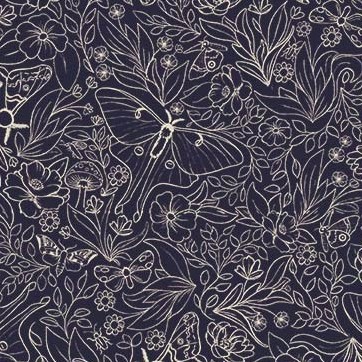 Nocturnal Garden Floral Flight Midnite from Michael Miller Fabrics