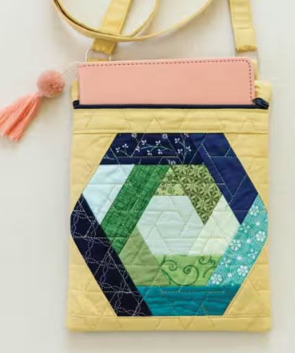 Kimberbell Hexagon Log Cabin Crossbody Bag Machine Embroidery Pattern