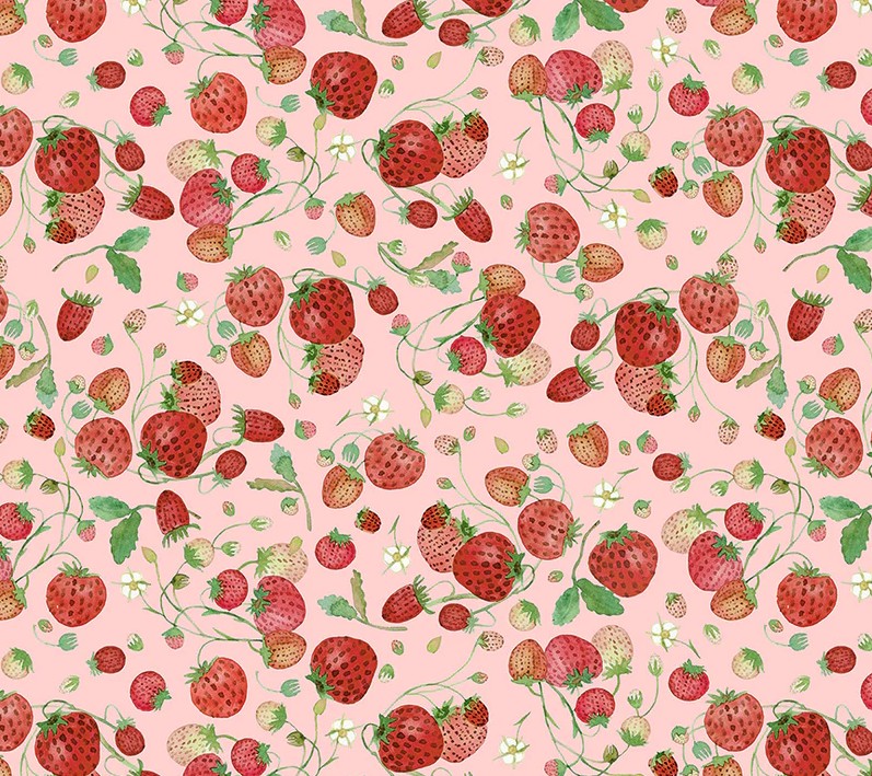 Forest Fruits Strawberries Pink by Betsy Olmsted for Windham Fabrics
