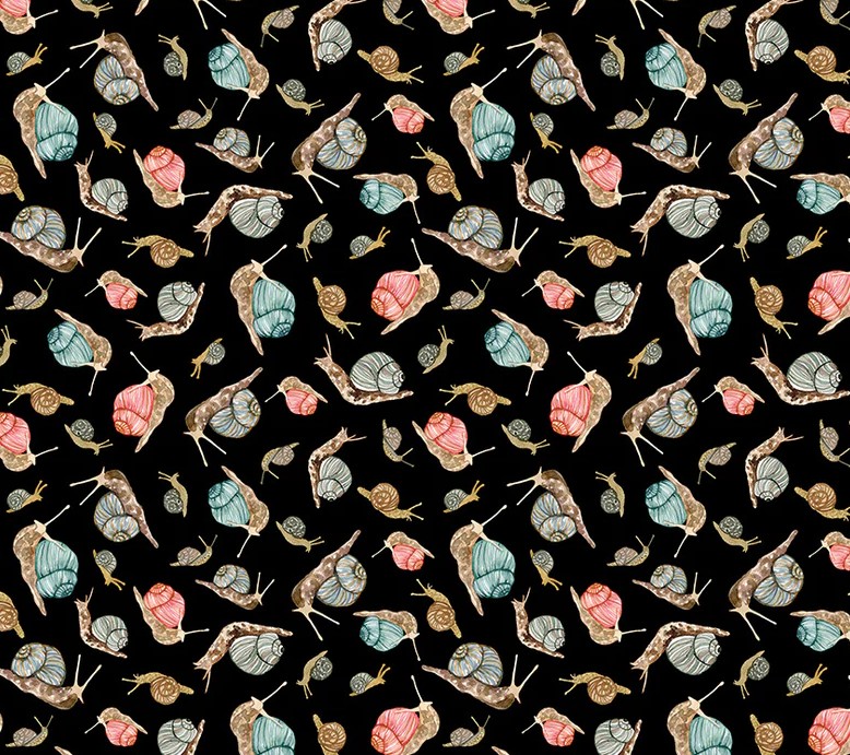 Forest Fruits Snails Black by Betsy Olmsted for Windham Fabrics