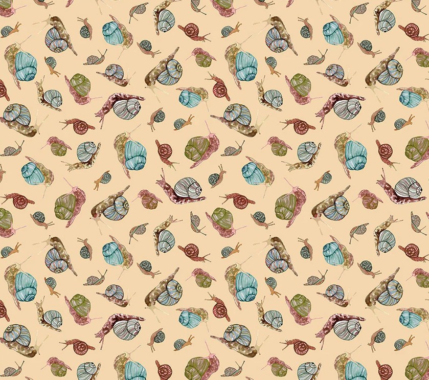 Forest Fruits Snails Beige by Betsy Olmsted for Windham Fabrics