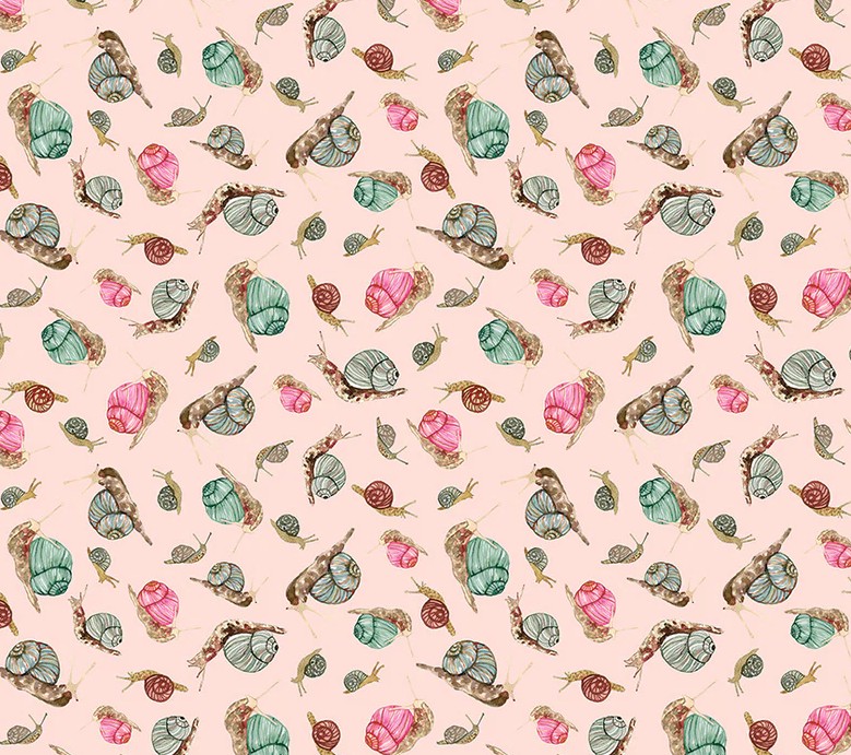 Forest Fruits Snails Pale Pink by Betsy Olmsted for Windham Fabrics