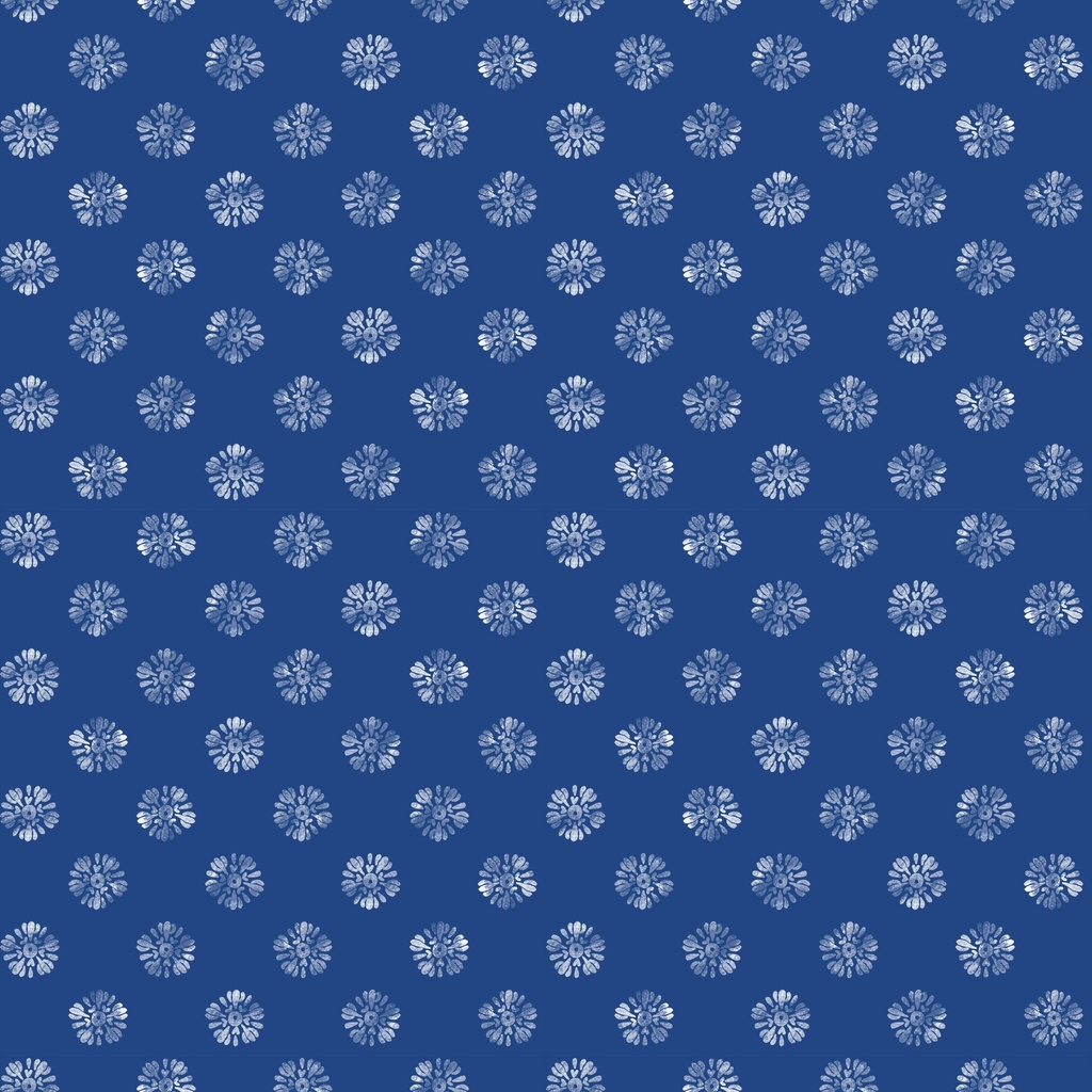 Amalfi Coast Floral Dots White on Dark Blue from Lumin Fabrics