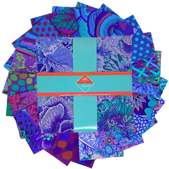 Classics Plus 10" Charm Pack Royal by Kaffe Fassett Collective for FreeSpirit Fabrics