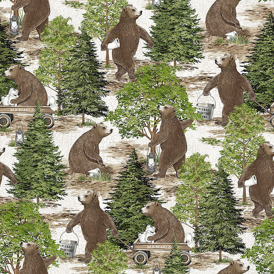 Bear Necessities Forest Bears Cream Multi from Northcott