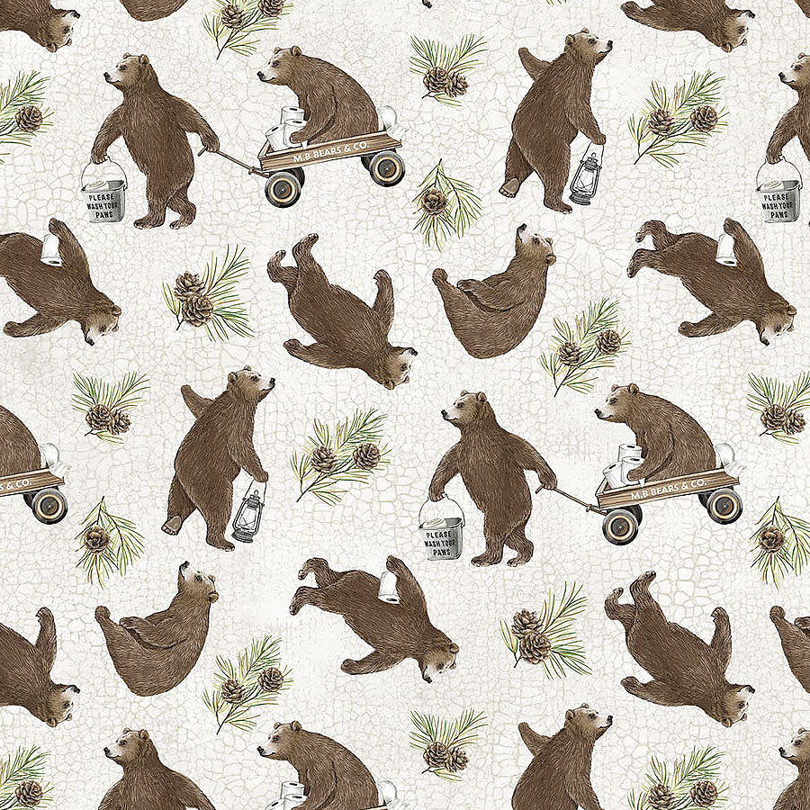 Bear Necessities Bear Toss Cream Multi from Northcott