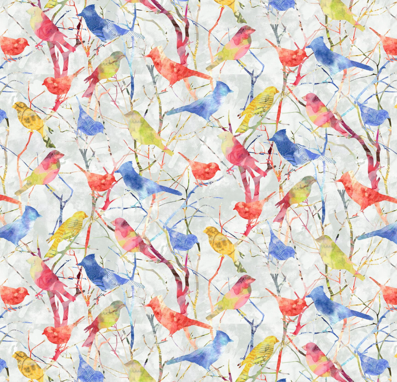 Air Mail Bird Silhouette Allover Mist from Studio E