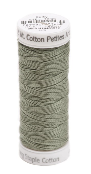 Sulky Cotton Petites Thread Dark Grey Khaki 2-ply 12wt 50yds