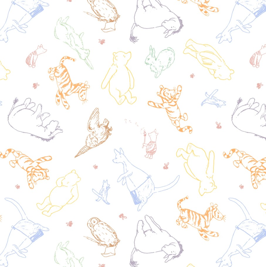 Classic Winnie Minky Character Drawings Multi from Studio E