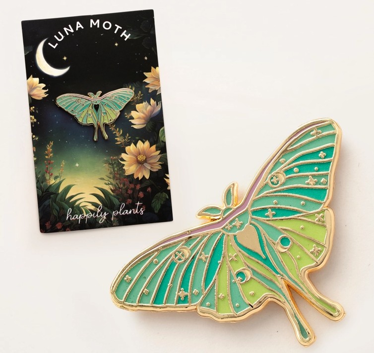 Luna Moth Enamel Pin from Happily Plants