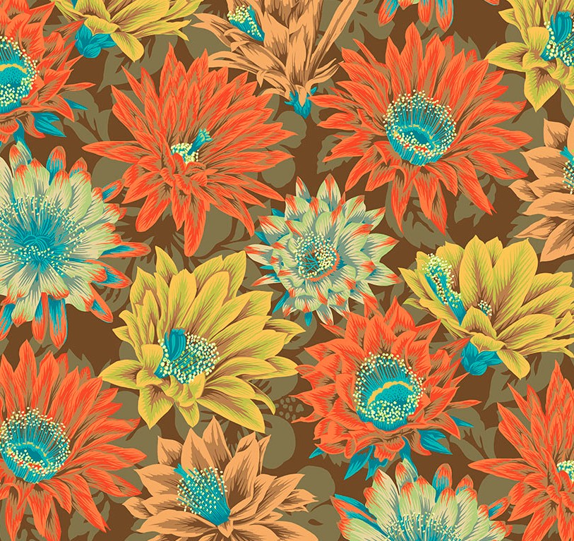 Kaffe Fassett Classics Cactus Flower Brown by Philip Jacobs for Kaffe Fassett Collective