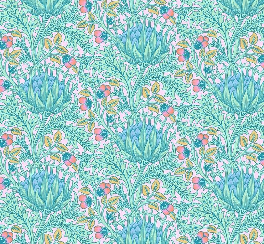 Kaffe x Morris & Co Backing Fabric Artichoke Lavender by Kaffe Fassett for FreeSpirit Fabrics