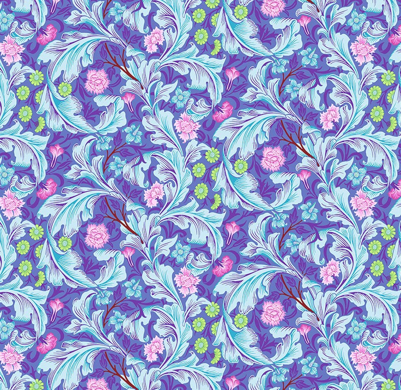 Kaffe x Morris & Co Backing Fabric Leicester Cobalt by Kaffe Fassett for FreeSpirit Fabrics