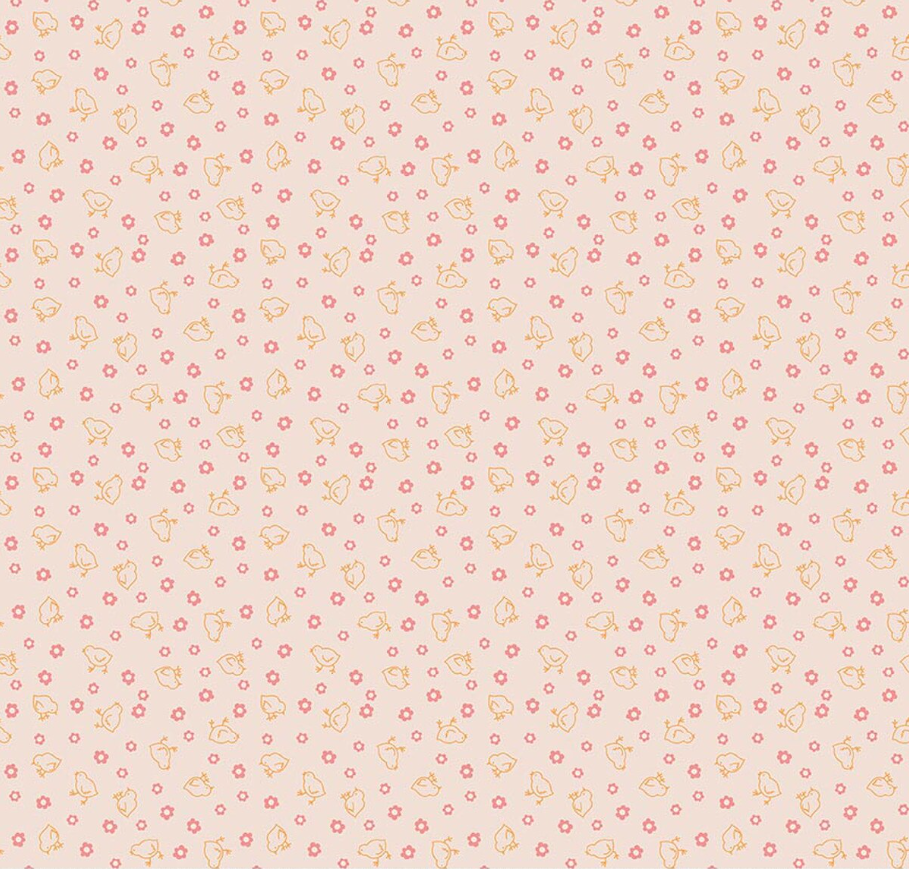 Farmer's Daughter Baby Chicks Background Coral from Riley Blake