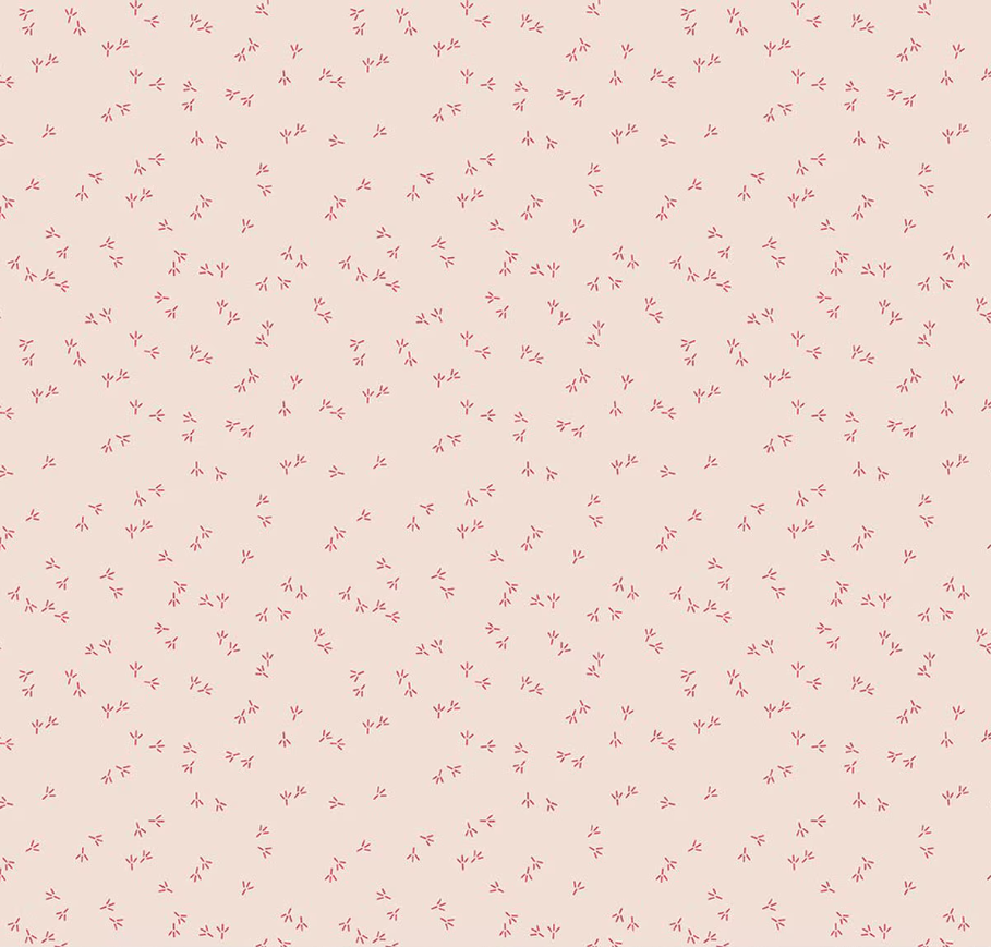 Farmer's Daughter Chicken Tracks Background Tea Rose from Riley Blake