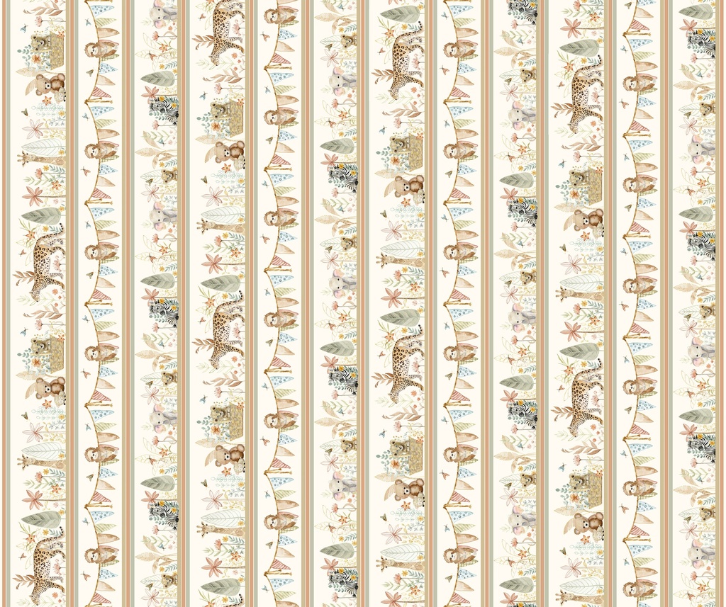 Mini Menagerie Scenic Jungle Stripe Multi from P&B Textiles