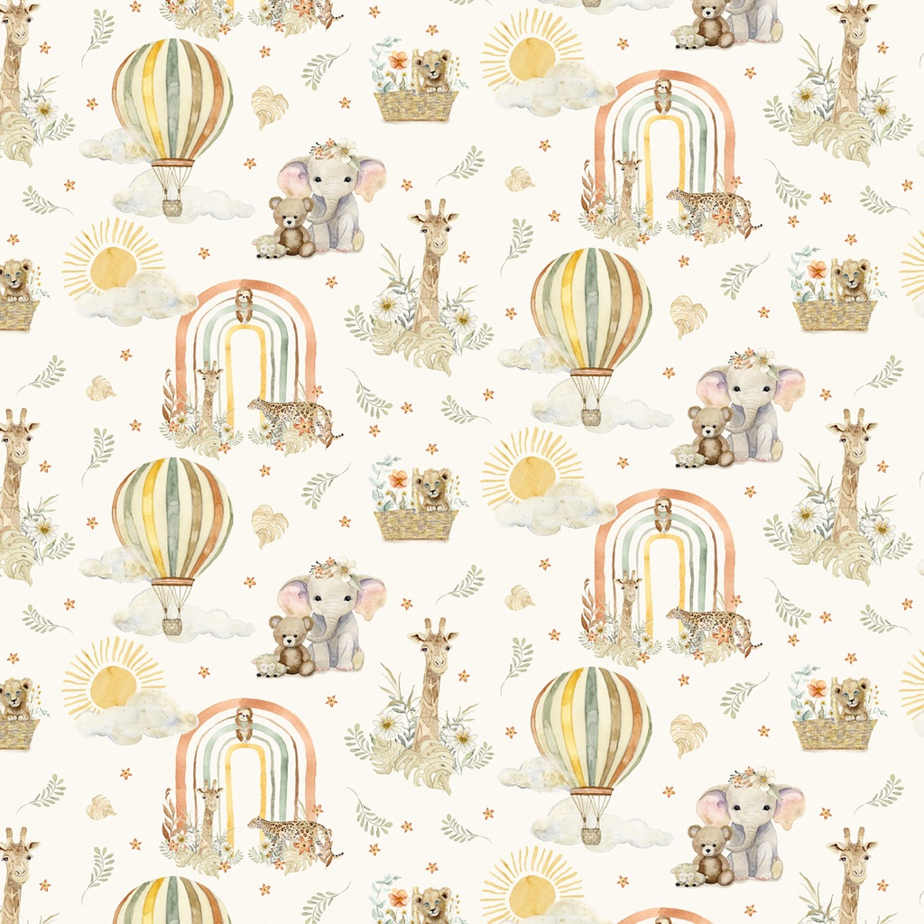 Mini Menagerie Wild Animal Allover Cream from P&B Textiles