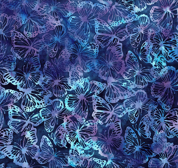 Bali Dandelions at Dusk Batik Butterflies Delft from Hoffman Fabrics