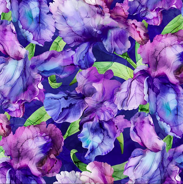 Infatuation Packed Iris Dark Purple Multi by Deborah Edwards & Melanie Samra for Northcott Fabrics