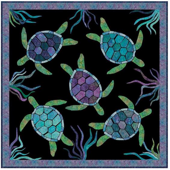 Ocean Mandala Turtle Applique Quilt Kit by Blank