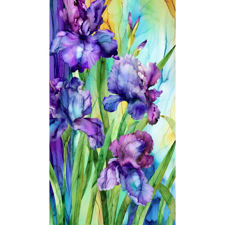 Infatuation Iris Panel Purple by Deborah Edwards & Melanie Samra for Northcott Fabrics