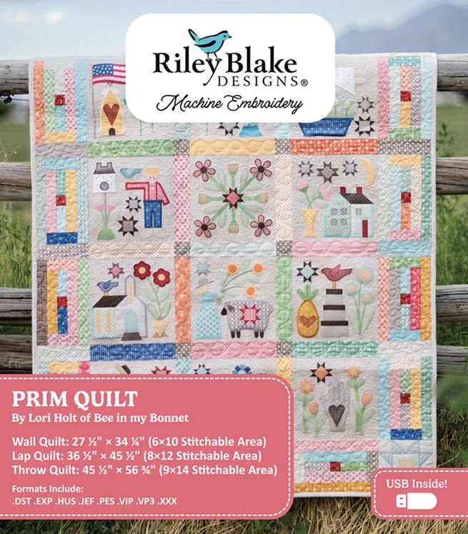 Prim Machine Embroidery Throw Fabric Kit
