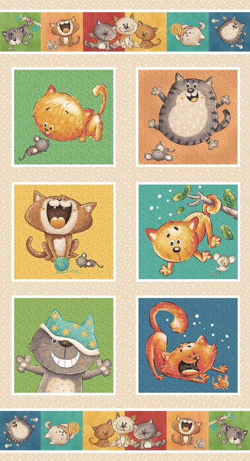 Cat Hair Don't Care Kitty Panel by Nidhi Wadhwa for Blank Quilting