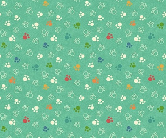Cat Hair Don't Care Paw Prints Teal by Nidhi Wadhwa for Blank Quilting