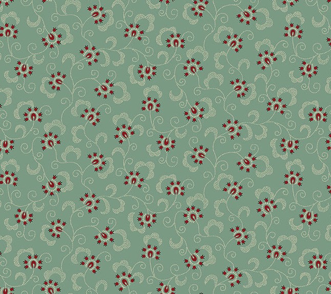 Pennyberry Farm Blooming Vines Dusty Aqua by Kim Diehl for Henry Glass