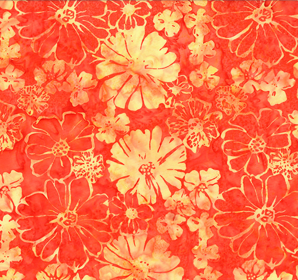 Bali Batik Monarch Migration Bold Floral Sherbert from Hoffman Fabrics