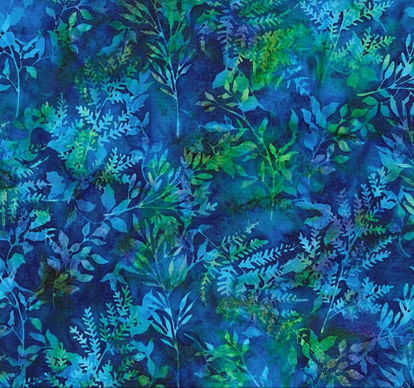 Bali Electric Slide Batik Leafy Branches Lapis from Hoffman Fabrics