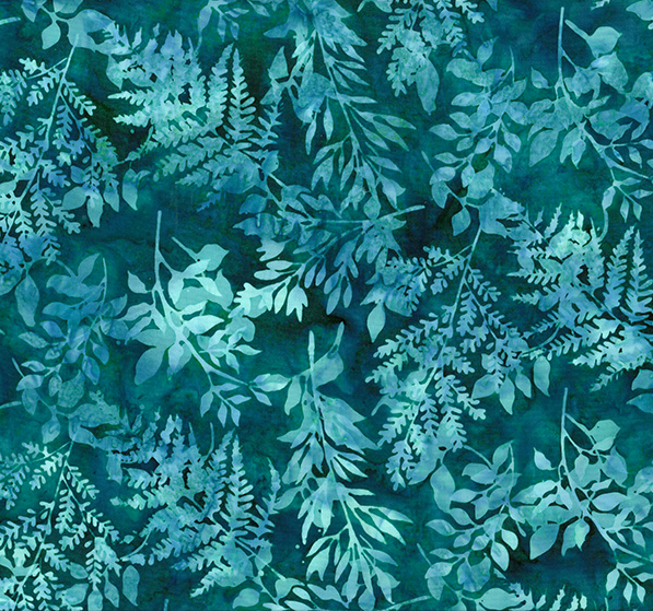 Bali Batik Monarch Migration Leafy Branches Viridian from Hoffman Fabrics