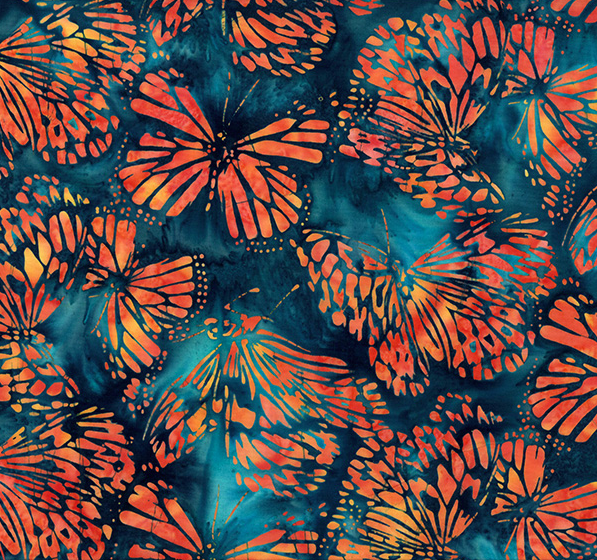 Bali Batik Monarch Migration Large Butterflies Monarch from Hoffman Fabrics