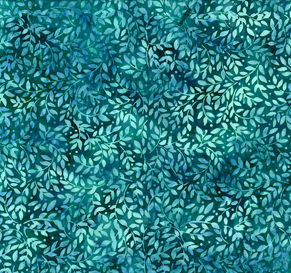 Bali Batik Monarch Migration Packed Leaves Viridian from Hoffman Fabrics