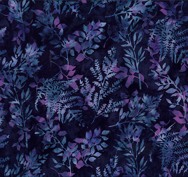 Bali Dandelions at Dusk Batik Leafy Branches Blackberry from Hoffman Fabrics