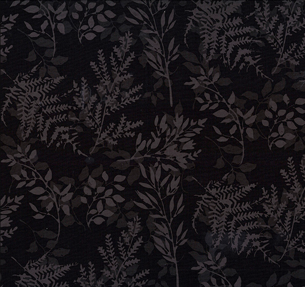 Bali Dandelions at Dusk Batik Leafy Branches Raven from Hoffman Fabrics
