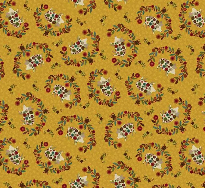 Pennyberry Farm Hogging Attention Yellow by Kim Diehl for Henry Glass