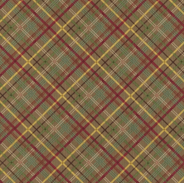 Pennyberry Farm Blooming Plaid Brown by Kim Diehl for Henry Glass