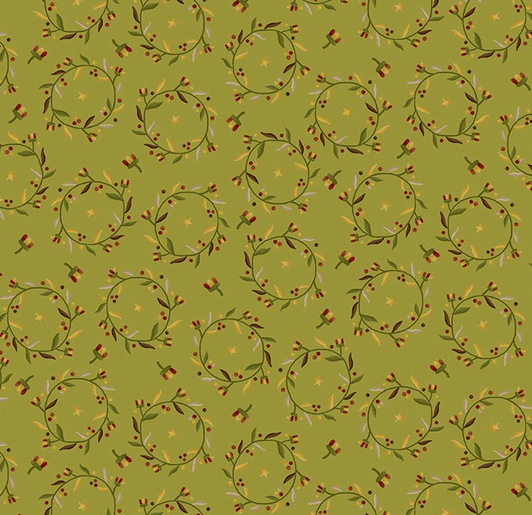 Pennyberry Farm Wreaths in Thyme Green by Kim Diehl for Henry Glass