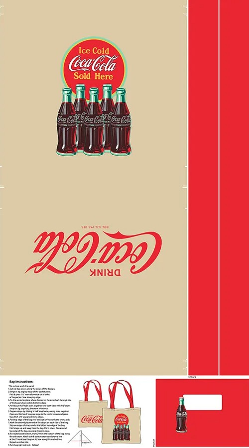 Coca-Cola Canvas Bag Panel from Northcott Fabrics