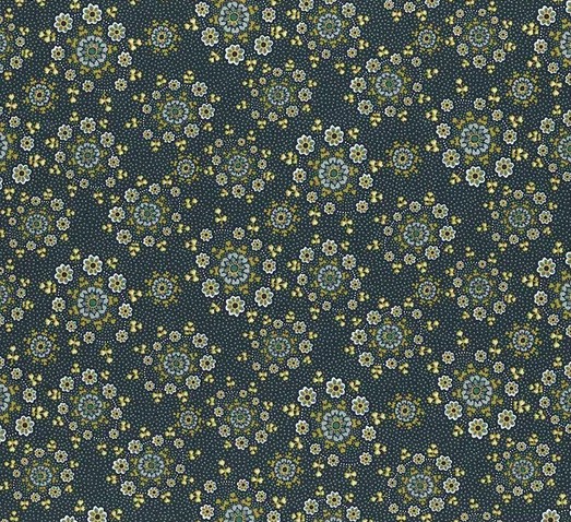 Love Struck Daisy Wreaths Navy by Kim Diehl for Henry Glass