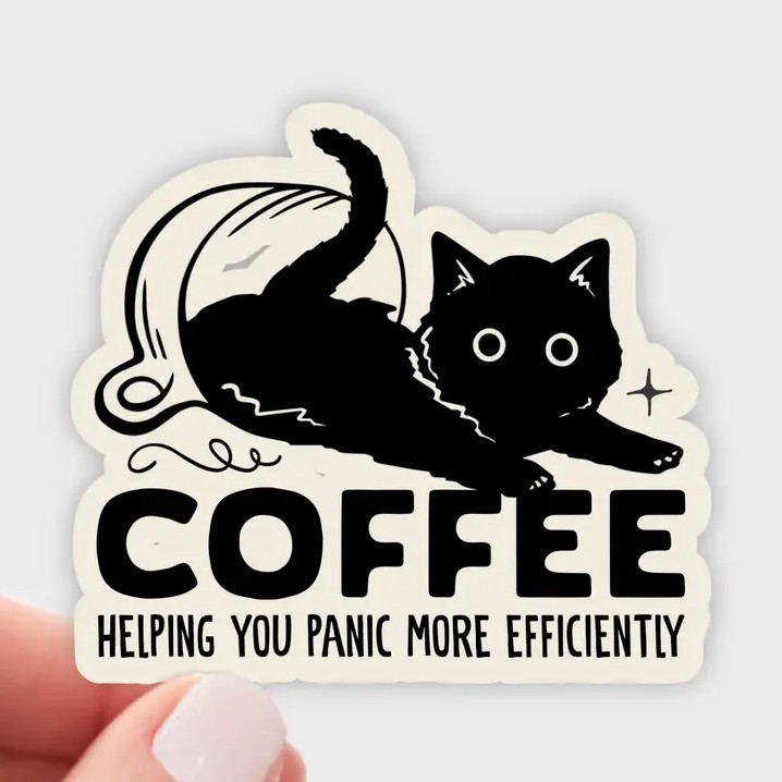 Coffee Helping You Panic Sticker from Yarnival
