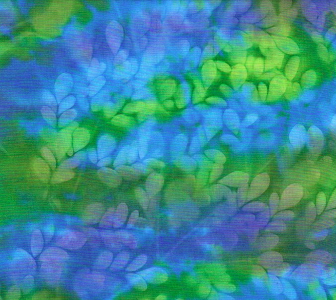 Bali Sun Print Batiks Leaves Blue/Green from Batik Textiles