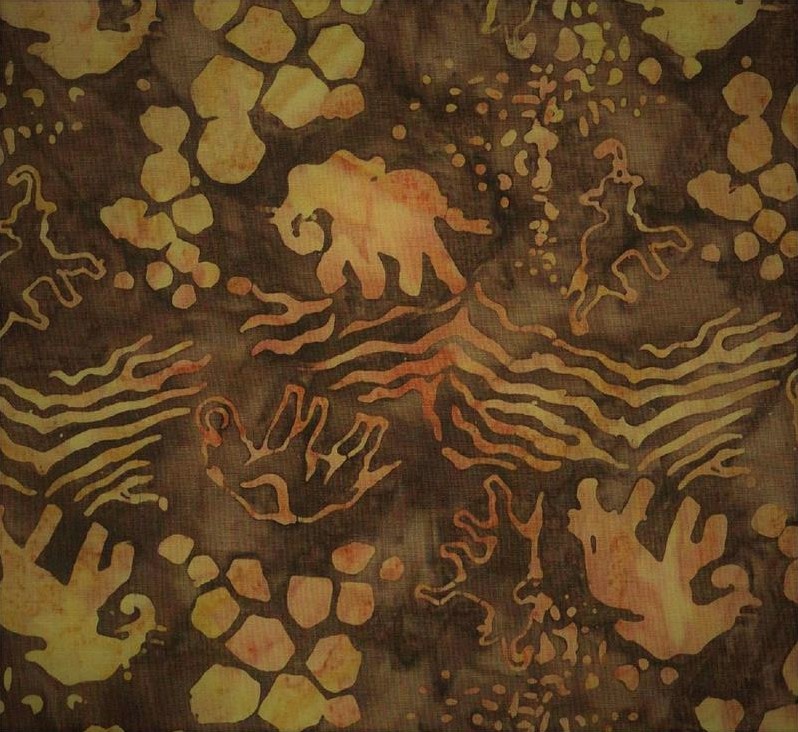 Summer Safari Batiks Elephants Dark Brown from Batik Textiles