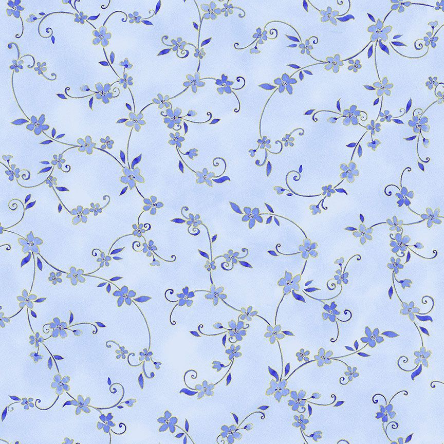 Moonlight Metalic Leave Vines Sky from Timeless Treasures