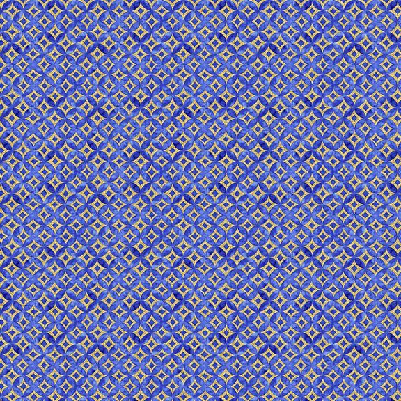 Moonlight Asian Blue Geo Metallic Blue from Timeless Treasures